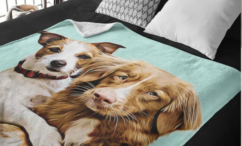 personalized custom pet photos on a blanket